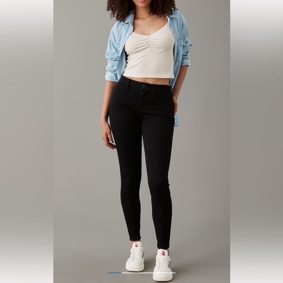 American Eagle Women Black Curvy High Rise Jegging Jeans Dream Stretch size 2 S. - Picture 1 of 9